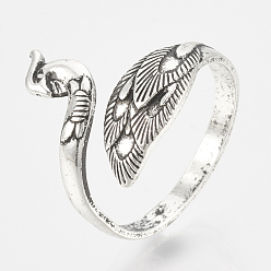 Plata Antigua Aleación anillos de dedo del manguito, fénix, plata antigua, tamaño 9 mm, 19 mm