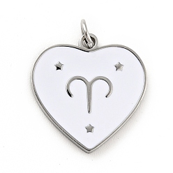 Aries 304 Stainless Steel Pendants, with Jump Rings and Enamel, Heart, Stainless Steel Color, Aries, 15x15x1.5mm, Hole: 2.8mm