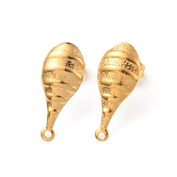 Golden 304 Stainless Steel Stud Earring Findings, with Horizontal Loop, Teardrop, Golden, 21x9mm, Hole: 1.4mm, Pin: 0.8mm