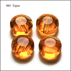 Orange Imitations de perles de cristal autrichien, grade de aaa, facette, plat rond, orange, 10x5mm, Trou: 0.9~1mm