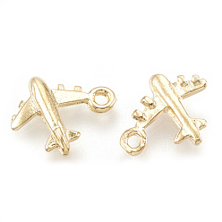 Real 18K Gold Plated Brass Airliner Charms, Real 18K Gold Plated, Passenger Airplane, 9.5x11.5x2mm, Hole: 1.2mm