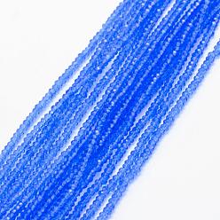 Royal Blue Transparent Glass Beads Strands, Faceted, Rondelle, Royal Blue, 2.5x1.5mm, Hole: 0.5mm, about 197~201pcs/strand, 12.9 inch(33cm)
