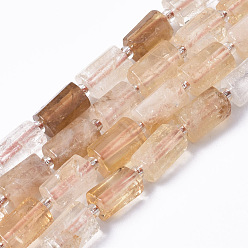 Citrine Natural Citrine Beads Strands, Faceted, Column, 8~11x6~8x5~7mm, Hole: 1mm, about 15~17pcs/strand, 7.28~7.48 inch
