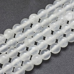 Sélénite Brins de perles de sélénite naturelles, ronde, 6mm, Trou: 0.8mm, Environ 67 pcs/chapelet, 15.7 pouce (40 cm)