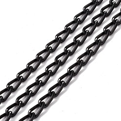 Черный Цвет Металла Овальные бордюрные цепи из оксидированного алюминия, несварные, с катушкой, металлический черный , ссылка: 11x6x1.7 mm, около 30 м / рулон