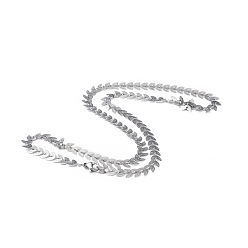 Stainless Steel Color 201 Stainless Steel Cobs Chain Necklace for Men Women, Stainless Steel Color, 19.88 inch(50.5cm)