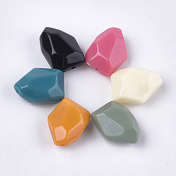 Mixed Color Opaque Acrylic Beads, Faceted, Polygon, Mixed Color, 19.5x14x9mm, Hole: 1.6mm