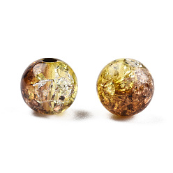 Sienna Transparent Crackle Acrylic Beads, Round, Sienna, 8x7.5mm, Hole: 1.8mm, about 1700pc/500g