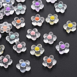 Mixed Color Transparent Resin Cabochons, Flower, Mixed Color, 7.5x7.5x3mm