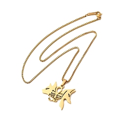 Golden 304 Stainless Steel Fox Pendants Necklaces, Box Chain Necklace with Lobster Clasps, Golden, 17-7/8 inch(45.5cm)