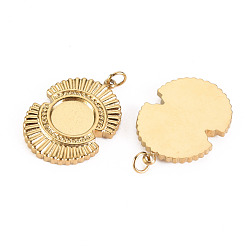 Real 14K Gold Plated 304 Stainless Steel Pendant Cabochon Settings, with Jump Rings, Oval, Real 14K Gold Plated, Tray: 1/4 inch(8mm), 22.5x15.5x2.5mm, Jump Ring: 3.8x0.5mm, 2.8mm inner diameter