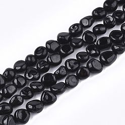 Tourmaline Natural Black Tourmaline Beads Strands, Nuggets, Tumbled Stone, 4~13x5~8x4~7mm, Hole: 1mm, about 46~50pcs/strand, 15.1 inch~15.7 inch