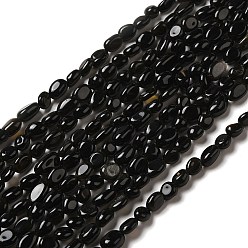 Obsidian Natural Obsidian Beads Strands, Nuggets,  7~11x5~8x3.5~5.5mm, Hole: 1mm, about 44~50pcs/strand, 38.5~39.5cm