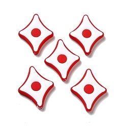 Roja Abalorios de acrílico opacos, con esmalte, estrella, rojo, 27.5x22.5x5 mm, agujero: 1.6 mm