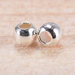 Silver 925 Sterling Silver Spacer Beads, Round, Silver, 3mm, Hole: 1~1.2mm, 20Pcs/g