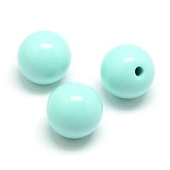 Pale Turquoise Opaque Acrylic Beads, Half Drilled Beads, Round, Pale Turquoise, 21~22mm, Half Hole: 3mm