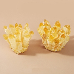Gold Natural Druzy Quartz Crystal Display Decorations, Raw Quartz Cluster, Nuggets, Gold, 70mm