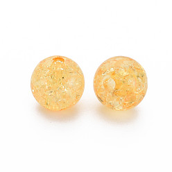 Orange Transparent Crackle Acrylic Beads, Round, Orange, 12x11mm, Hole: 2mm, about 566pcs/500g.