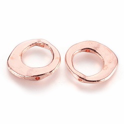 Or Rose Style tibétain cadres anneau irrégulière de perles, sans cadmium et sans nickel et sans plomb, or rose, 20.5x20.5x3mm, Trou: 12mm