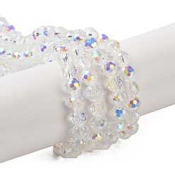 Clair Transparentes perles de verre de galvanoplastie brins, de couleur plaquée ab , facette, ronde, clair, 3.8x4.2mm, Trou: 0.9mm, Environ 98 pcs/chapelet, 14.96'' (38 cm)