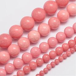 Color Salmón Malasia perlas naturales jade hebras, imitación rodocrosita, rondo, teñido, salmón, 6 mm, agujero: 0.8 mm, sobre 64 unidades / cadena, 15 pulgada