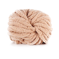 PeachPuff Polyester Wool Jumbo Chenille Yarn, Premium Soft Giant Bulky Chunky Arm Hand Finger Knitting Yarn, for Handmade Braided Knot Pillow Throw Blanket, PeachPuff, 20mm, about 27m/roll