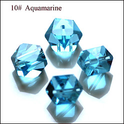 Темно-Голубой Имитация Австрийские кристаллические шарики, класс AAA, граненые, безугловые кубические бусины, глубокое синее небо, 6x5.5x5.5 мм, отверстие : 0.7~0.9 мм