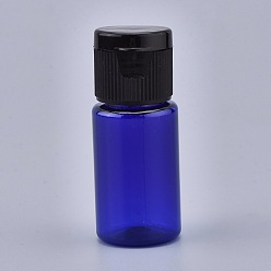 Blue PET Plastic Empty Flip Cap Bottles, with Black PP Plastic Lids, for Travel Liquid Cosmetic Sample Storage, Blue, 2.3x5.65cm, Capacity: 10ml(0.34 fl. oz).