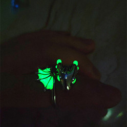 Зеленый Светящееся в темноте эмалированное кольцо-манжета с изображением дракона, ювелирные изделия из платинового сплава, зелёные, внутренний диаметр: 18 мм