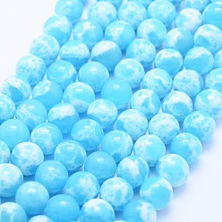 Bleu Ciel Brins de perles de jaspe impérial synthétiques, ronde, bleu ciel, 8~8.5mm, Trou: 1mm, Environ 49 pcs/chapelet, 15.7 pouce (40 cm)