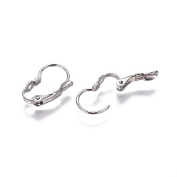 Stainless Steel Color 304 Stainless Steel Leverback Earrings Findings, Stainless Steel Color, 16x10x3.5mm, Pin: 0.9mm