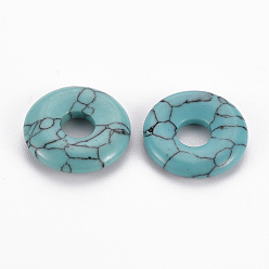 Turquoise Synthétique Pendentifs turquoise synthétiques, disque de donut / pi, 18x4.5~5.5mm, Trou: 5.5mm