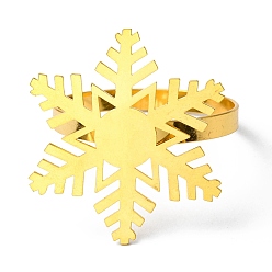 Copo de nieve Servilleteros navideños de hierro y aleación, adorno de servilletero, restaurante accessiroes diarios, dorado, copo de nieve, 5 mm, diámetro interior: 38 mm, copo de nieve: 45x39 mm.