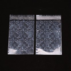 Fleur Sacs en plastique laser opp, pochettes de cellophane, pour l'emballage de bijoux, rectangle, motif de fleur, 110x65x0.1mm, 50 pcs /sachet 