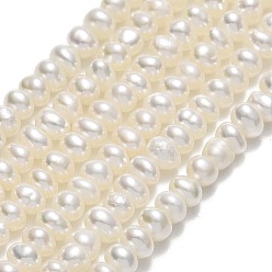 Linen Natural Cultured Freshwater Pearl Beads Strands, Round, Linen, 3~3.5x3~3.5x2.5mm, Hole: 0.5mm, about 134~153pcs/strand, 14.17~14.29''(36~36.3cm)