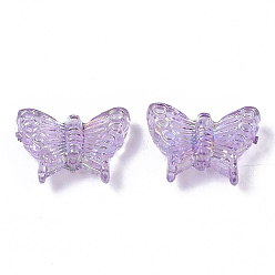 Medium Orchid Transparent Acrylic Beads, AB Color Plating, Butterfly, Medium Orchid, 12.5x15x4.5mm, Hole: 1.2mm