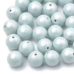 Pale Turquoise Spray Painted Style Acrylic Beads, Rubberized, Round, Pale Turquoise, 10mm, Hole: 1.5mm, about 950pcs/500g