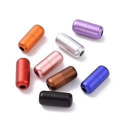 Mixed Color Spray Painted Aluminum Screw Clasp, Column, for Shoelaces Lock Accessories, Mixed Color, 18x8mm, Hole: 3.5mm