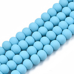 Light Sky Blue Handmade Polymer Clay Beads Strands, for DIY Jewelry Crafts Supplies, Round, Light Sky Blue, 7x5.5mm, Hole: 1.6mm, about 69pcs/strand, 15.75 inch~16.14 inch(40~41cm)