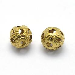Crudo (Sin Aplanar) Perlas de filigrana de bronce, bola de filigrana, sin plomo, cadmio, níquel, rondo, crudo (sin chapar), 4 mm, agujero: 1 mm