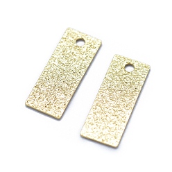 Real 18K Gold Plated Brass Pendants, Long-Lasting Plated, Rectangle, Textured, Real 14K Gold Plated, 13x5x0.2mm, Hole: 1mm