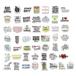 Mixed Color 50Pcs Cartoon Study English Word Paper Sticker Label Set, Adhesive Label Stickers, for Suitcase & Skateboard & Refigerator Decor, Mixed Color, 32~73x43~x0.2mm