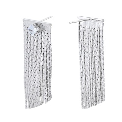 Платинированный Серьги-гвоздики с подвесками из прозрачного кубического циркония с цепочкой и кисточками, латунные длинные серьги-подвески для женщин, без никеля , Реальная платина, 46x15 мм, штифты : 0.8 мм