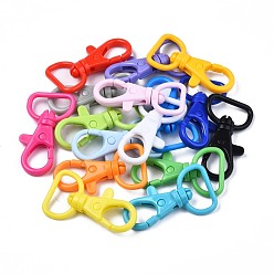 Mixed Color Opaque ABS Plastic Swivel D Rings Lobster Claw Clasps, Mixed Color, 41x22x8mm, Hole: 7x17mm