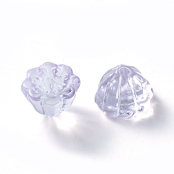 Lilac Transparent Spray Painted Glass Beads, Lotus Pod, Lilac, 11x10.5x8mm, Hole: 1mm