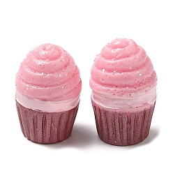 Pink Cabochons décodés alimentaires imitation résine, gâteau, rose, 17.5x12x12mm