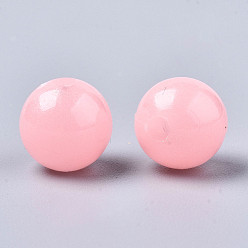 Pink Luminous Acrylic Beads, Glow in the Dark, Round, Pink, 10mm, Hole: 2.5mm, about 950pcs/500g