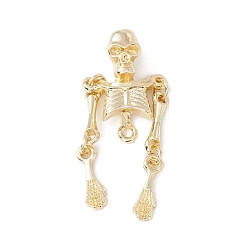 Light Gold Breloques de connecteur en alliage d'halloween, os du haut du corps, or et de lumière, 40x17x4.8mm, Trou: 1.6~1.8mm