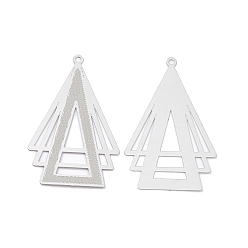 Stainless Steel Color 304 Stainless Steel Pendants, Etched Metal Embellishments, Triangle Charm, Stainless Steel Color, 42.5x27x0.3mm, Hole: 1.6mm