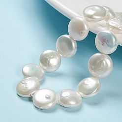 PapayaWhip Natural Baroque Pearl Keshi Pearl Beads Strands, Cultured Freshwater Pearl, Flat Round, PapayaWhip, 12~13x4~6mm, Hole: 0.5mm, about 13~15pcs/strand, 7 inch~7.75 inch